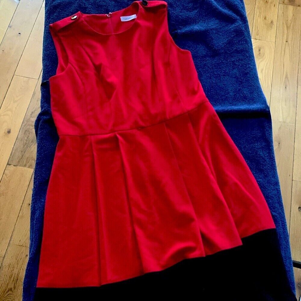 Preowned red and black Calvin‎ Klein dress size 12